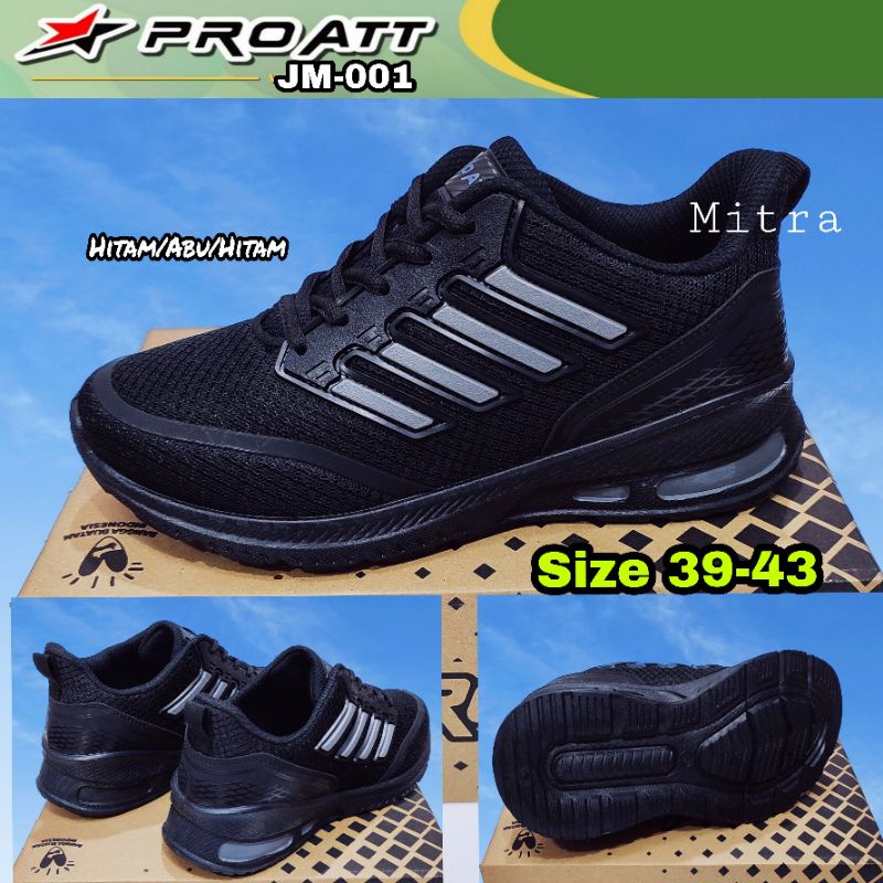 PRO ATT Sepatu Sekolah Kerja Hitam Tali Pria Cowok Kekinian ProAtt Size 39 sd 44 Murah - Black