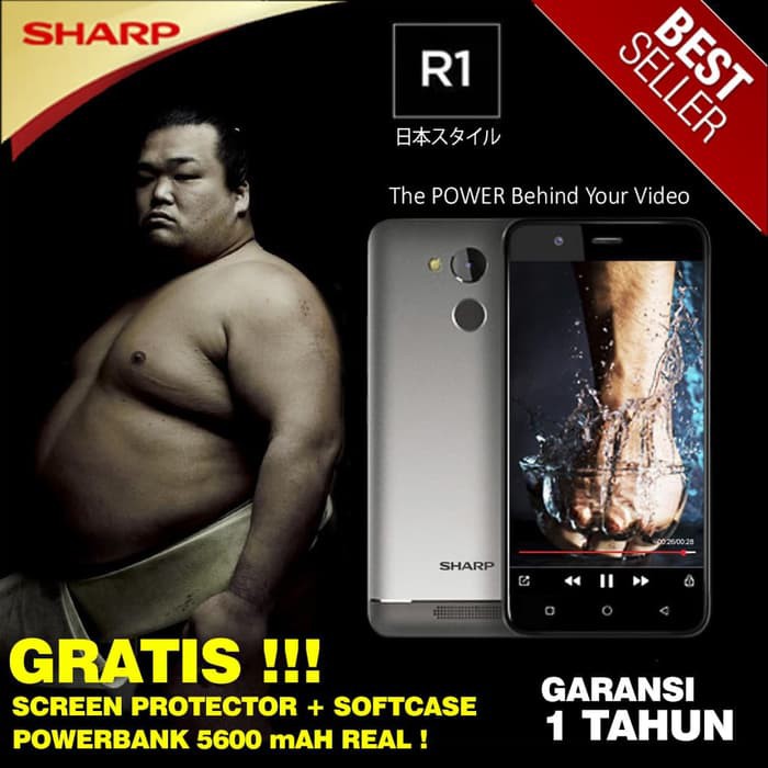 NEW SMARTPHONE SHARP R1 GRATIS SCREEN PROTECTOR + SOFTCASE + POWERBANK - EMAS