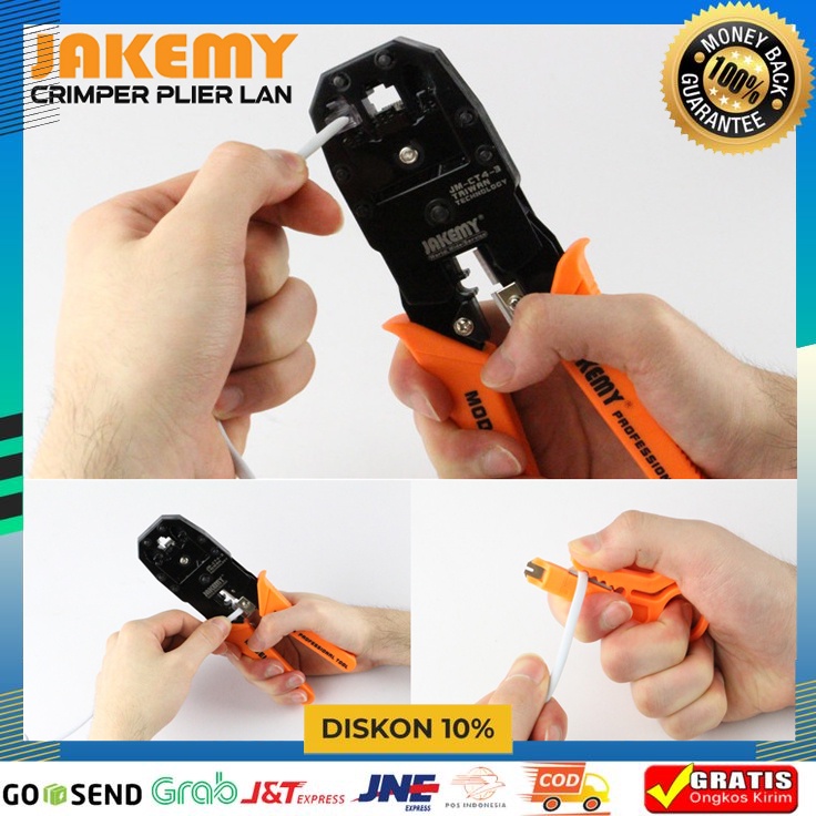 BISA COD GRATIS ONGKIR Jakemy Crimper Plier LAN Network Cable RJ-45 / RJ-11 - Crimping Tool Telecom RJ45 RJ11 RJ12 LAN Network Strip Cutter hand 8P 6P CAT5 CAT6 - tang crimper pemotong kabel - TANG pemangkas serat kabel telepon - alat potong KABEL