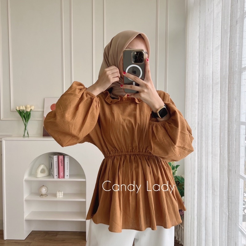 MYRA TOP BLOUSE CRINCLE PINGGANG KERUT