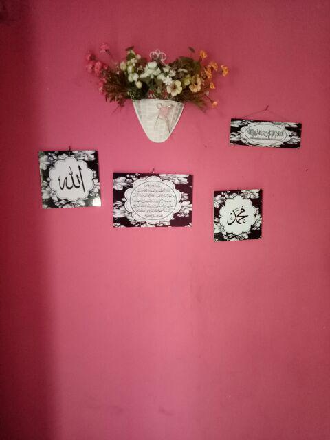 Pajangan Poster Kayu Gantungan Shabbychic Dekorasi Rumah Lafaz Salam Art