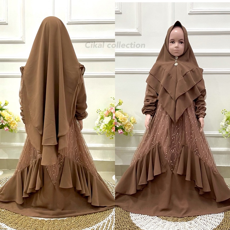 Set gamis anak BRUKAT PUTRI DUYUNG ceruty full furing