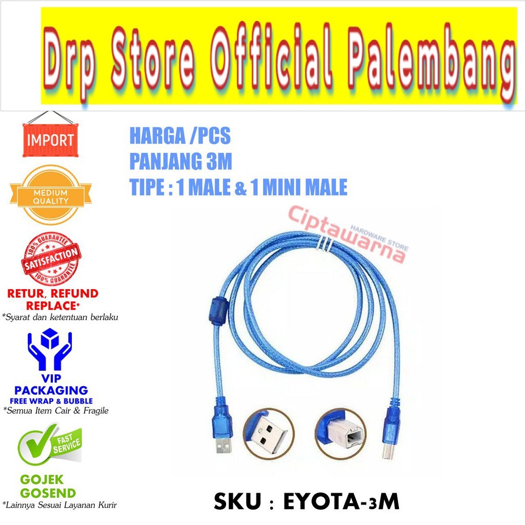 Kabel Usb 2.0 PRINTER EYOTA 3M Kabel Extension 1 Male 1 Mini Male