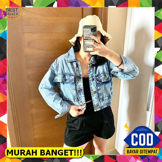 Jaket Jeans Oversize I Jaket Jeans Wanita Jumbo Ld 130 I Jaket Jeans Wanita Jumbo I Jaket Crop Jeans