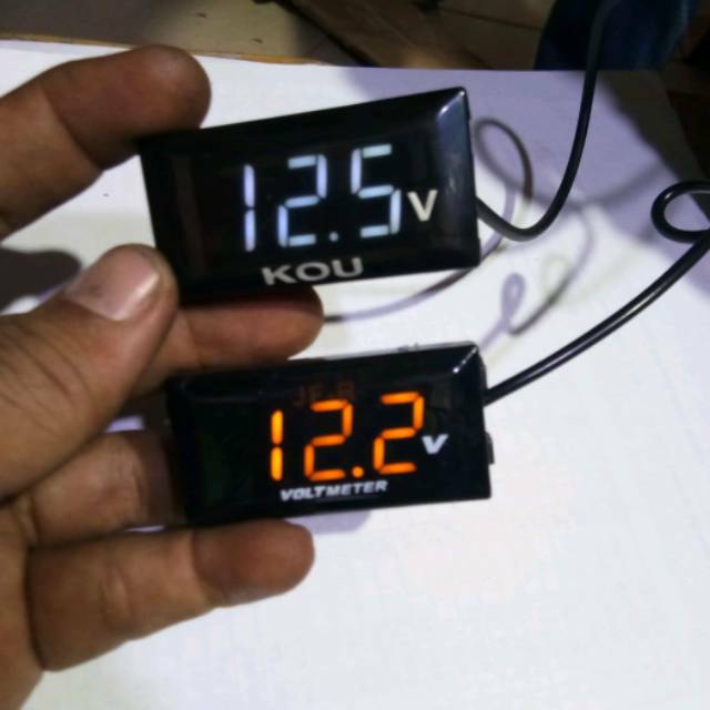 VoltMeter Pengukur Aki Motor Mobil Digital Waterproof Anti Air plus pangkon