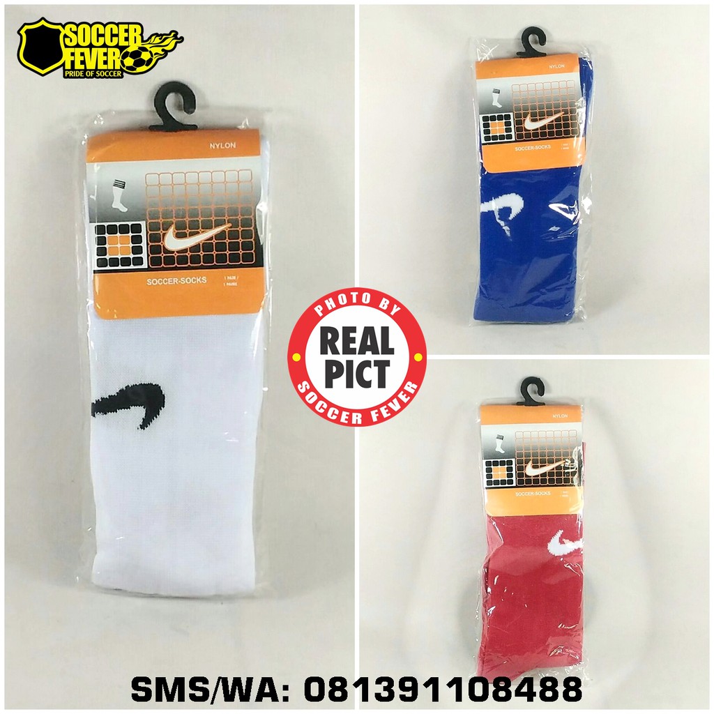 Kaos Kaki Anak Sepak Bola Futsal Nike Putih Biru Merah Panjang