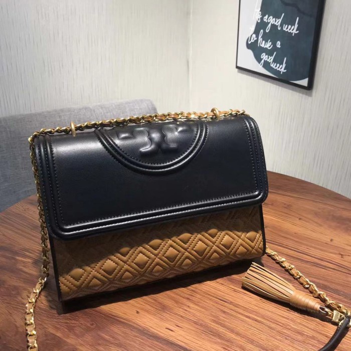 TAS TORY BURCH FLEMING CONVERTIBLE BAG COLORBLOCK MEDIUM 719 BROWN