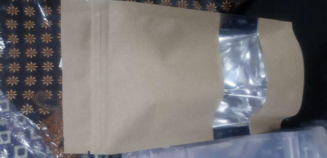 Standing Pouch Paper Alumunium Foil 12x20 Window Kraft Alu Transparan With Zipper