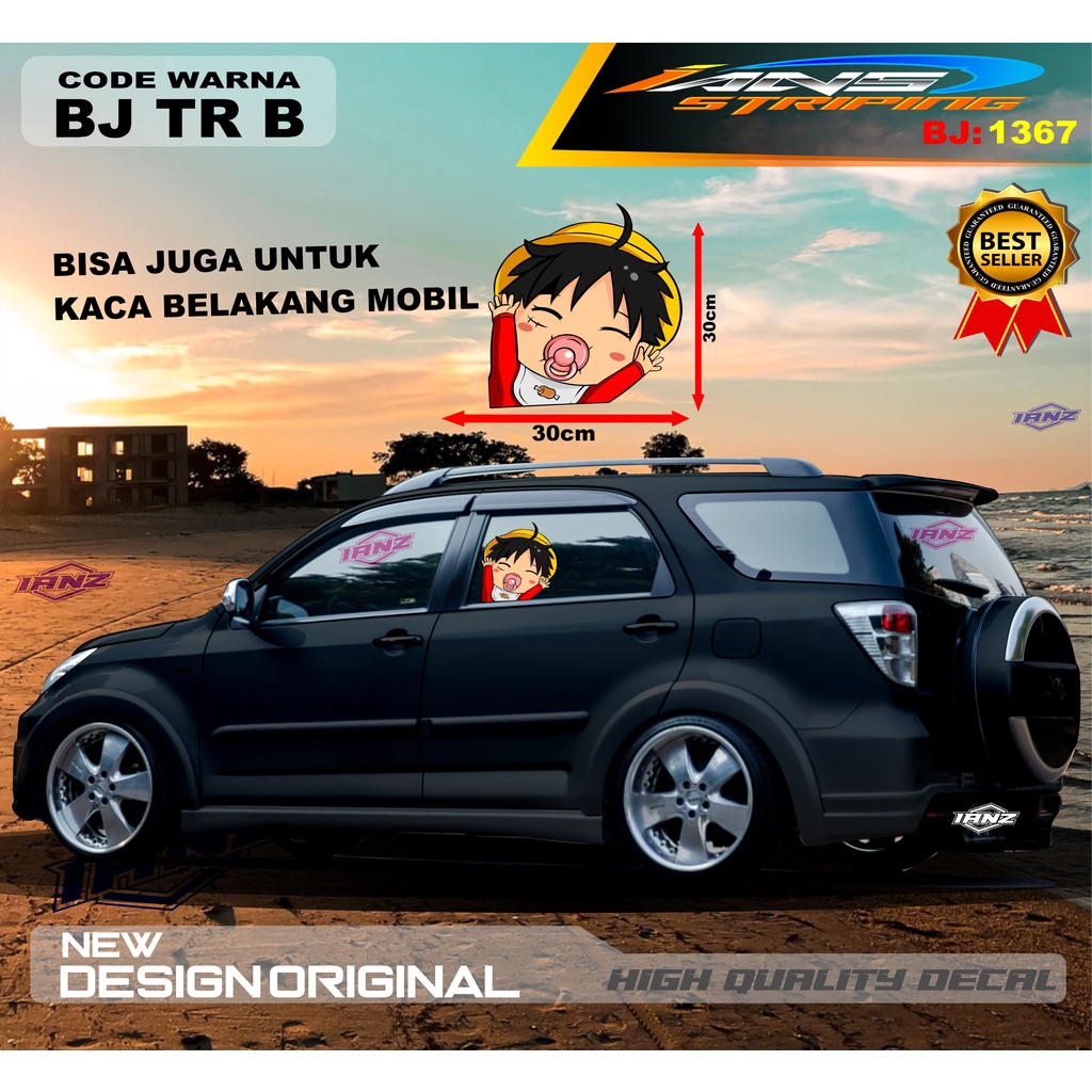 STICKER KACA MOBIL LUCU / STICKER KACA DEPAN MOBIL / STICKER KACA BELAKANG ONE PIECE LUCU