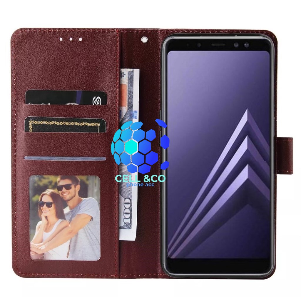 SAMSUNG A8 2018 CASE FLIP LEATHER WALLET PREMIUM FLIP CASE BUKA TUTUP KESING HP CASING FLIP CASE WALLET SAMSUNG A8 2018