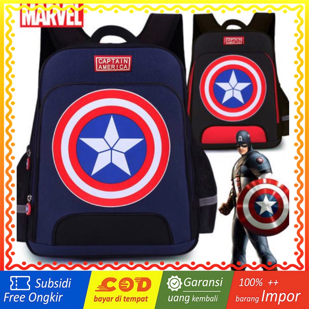 WWH17 Tas Sekolah Anak SD Ransel Tahan Air Captain Backpack Import TKM