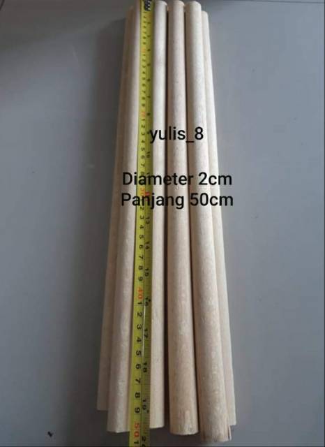 Kayu Dowel, Diameter 2cm, panjang 10cm - 50cm