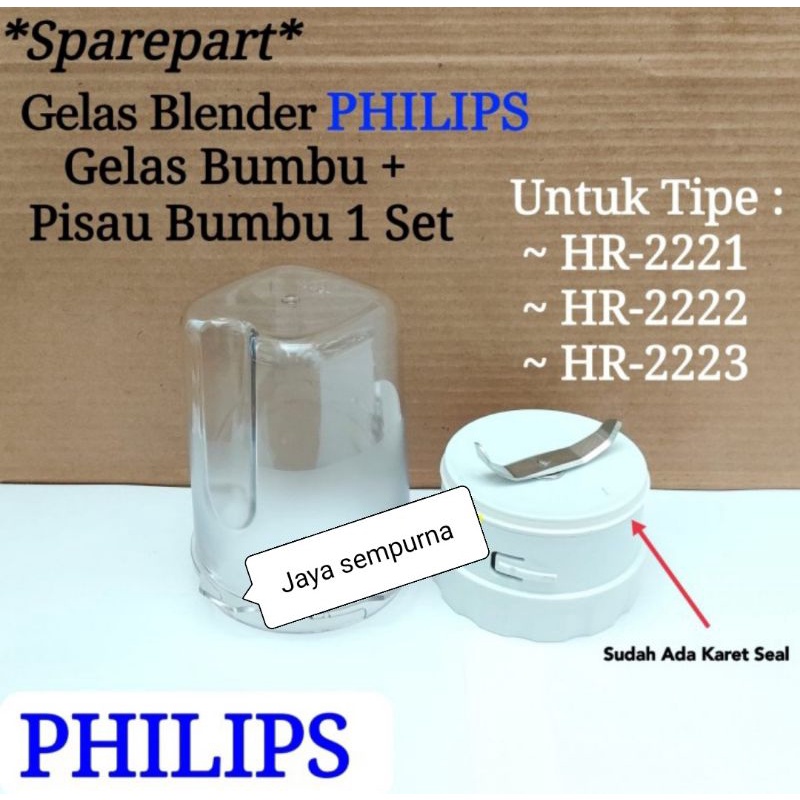 GELAS BUMBU + PISAU BUMBU 1 SETBLENDER PHILIPS UNTUK TIPE : ~ HR-2221 ~ HR-2222 ~ HR-2223