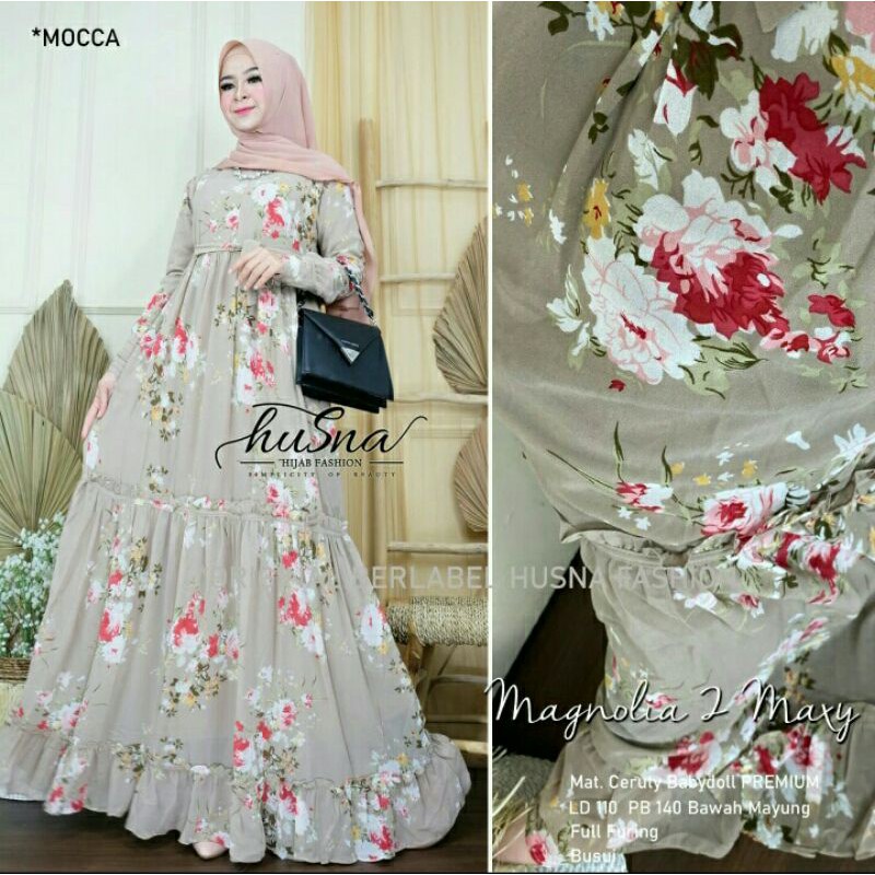GAMIS MAXY // MAGNOLIA MAXY #2 BY HUSNA // GAMIS BAHAN CERUTY BABYDOLL PREMIUM
