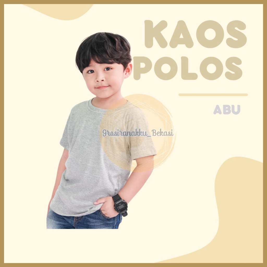 Kaos Anak Polos Abu Size 1-5Thn