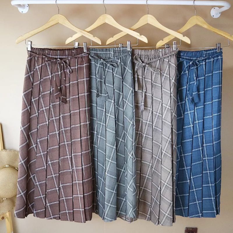 rok plisket korea motif kotak2 #rok rempel