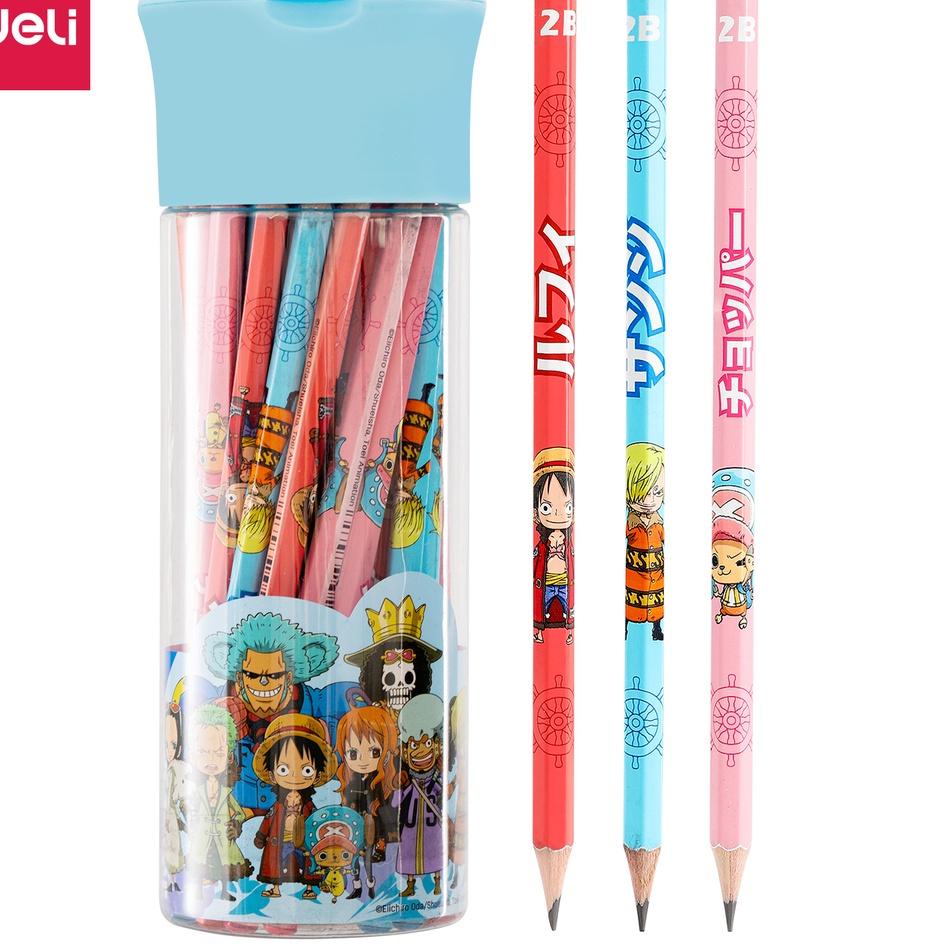 

SALEE!!!!.. Deli One Piece Graphit Pencil / Pensil Kayu Grafit 2B Lucu Kartun One Piece Free Rautan Box / Tube EC02X-2B