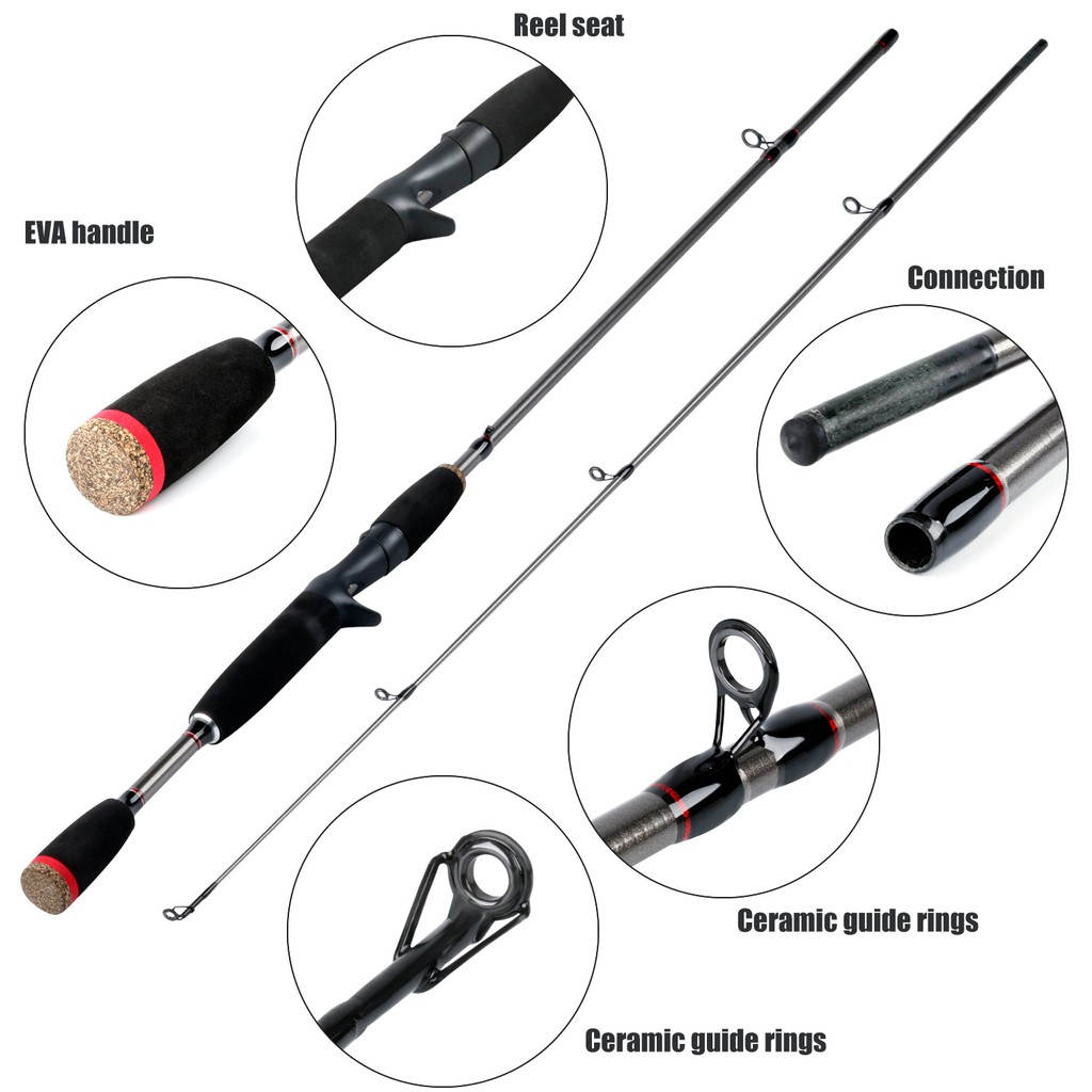 Sougayilang 2 Bagian Spinning/Casting 1.8M Fishing Rod M Power EVA Handle Fishing Gear Joran Pancing