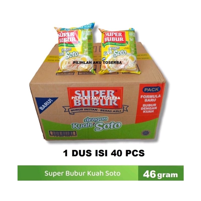 

Super bubur single rasa soto @46 gr ( harga 1 dus isi 40 pcs )