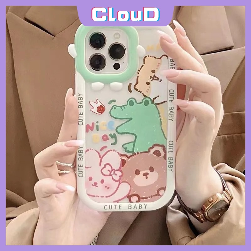 Oppo A15 A57 2022 A12 A95 A3s A5s A16K A92 A53 A33 A16E A7 A15s A16 A54 A52 A55 A31 A5 A9 2020 A76 A16s A36 Cartoon Cute Bear Dinosaur Bow-knot Little Monster Lens Soft TPU Case