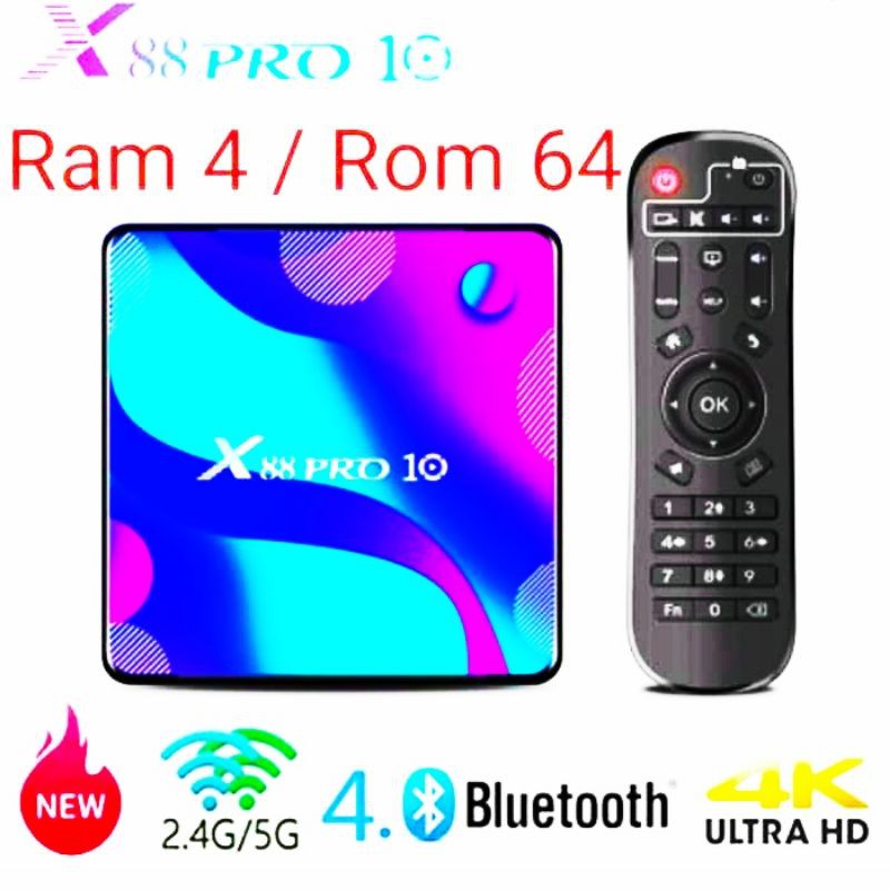 X88 Pro 10 RK3318 Android Tv Box RAM 4GB ROM 64GB Android 10 ORIGINAL - TV BOX X88 PRO MURAH