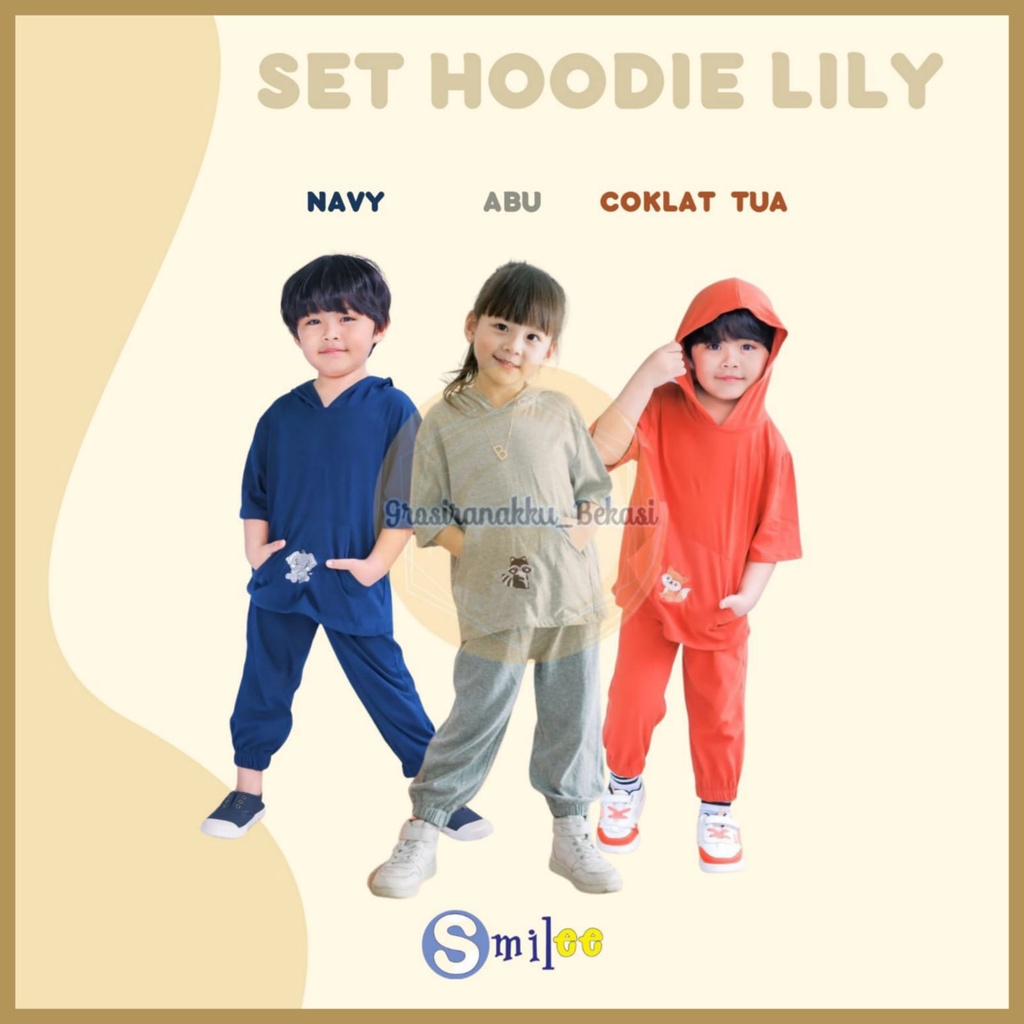 Setelan Anak Smilee Unisex Hoodie Lily Oversize Mix Warna 1-5