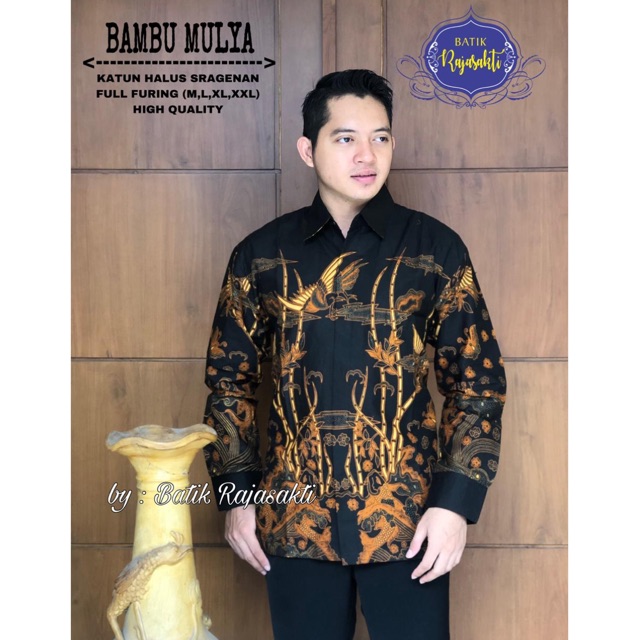 Batik Pria BAMBU MULYA FULL FURING Katun Halus Ori Solo