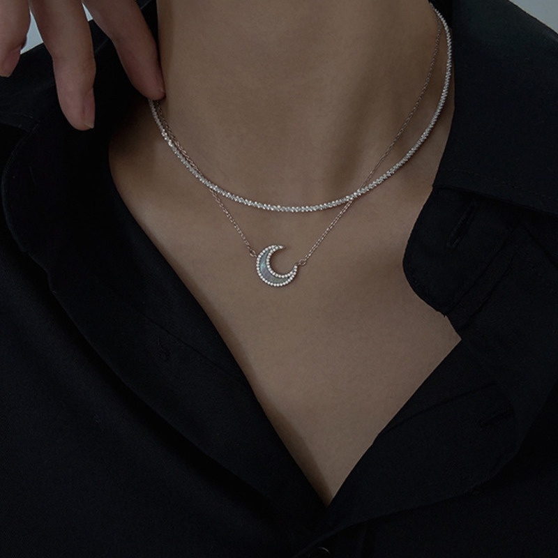 Double Necklace Accessories Moon Clavicle Chain Temperament Simple Harajuku Style Fashion