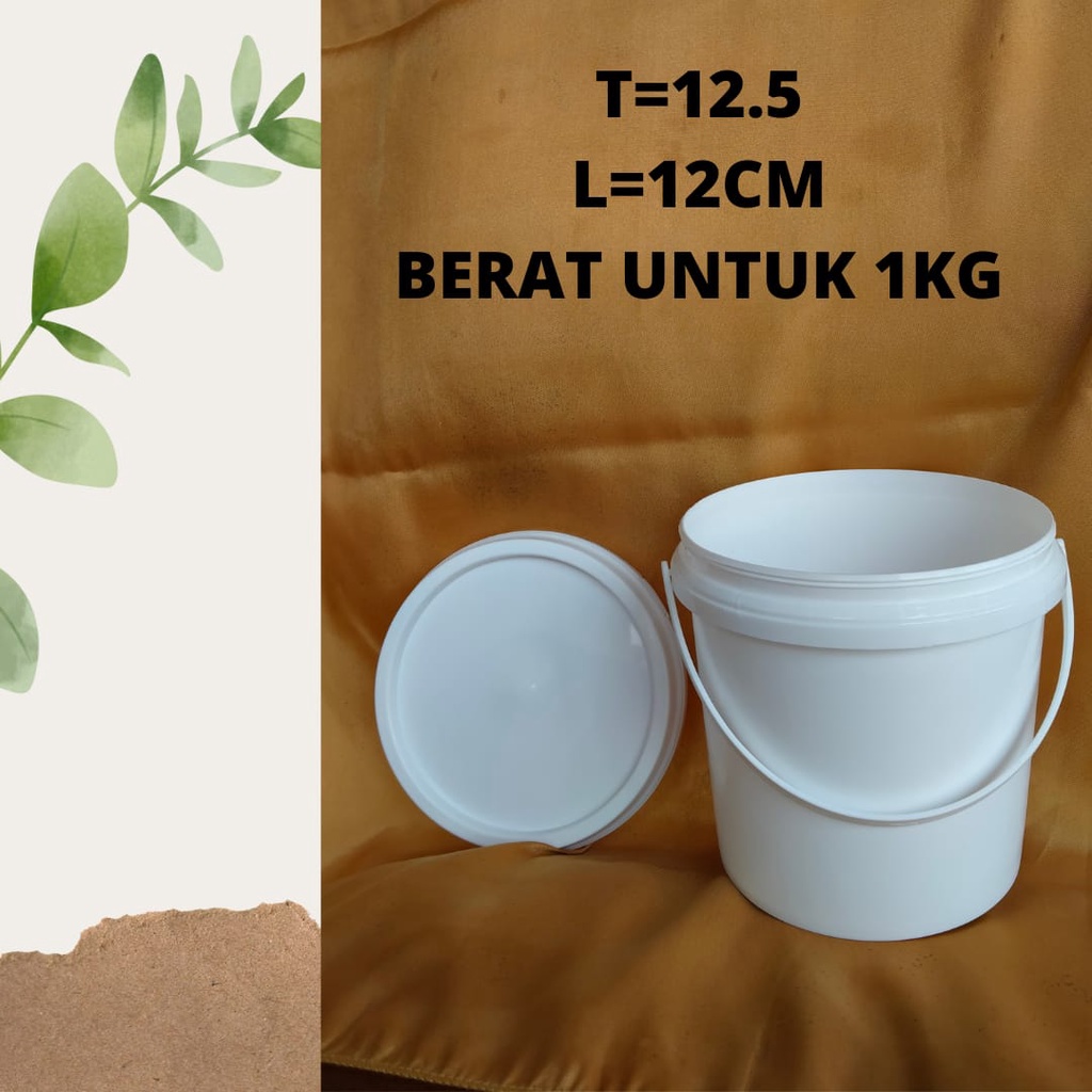 Ember Plastik Putih Polos 1kg / Ember Bekas Kurma / Ember Bekas Selai / Pail 1kg