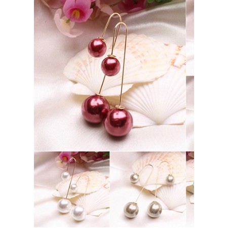 NunuLisaTan -Termurah Aksesoris Fashion Wanita SALE ANEKA ANTING Wanita KOREA-2BOLA MUTIARA MAROON