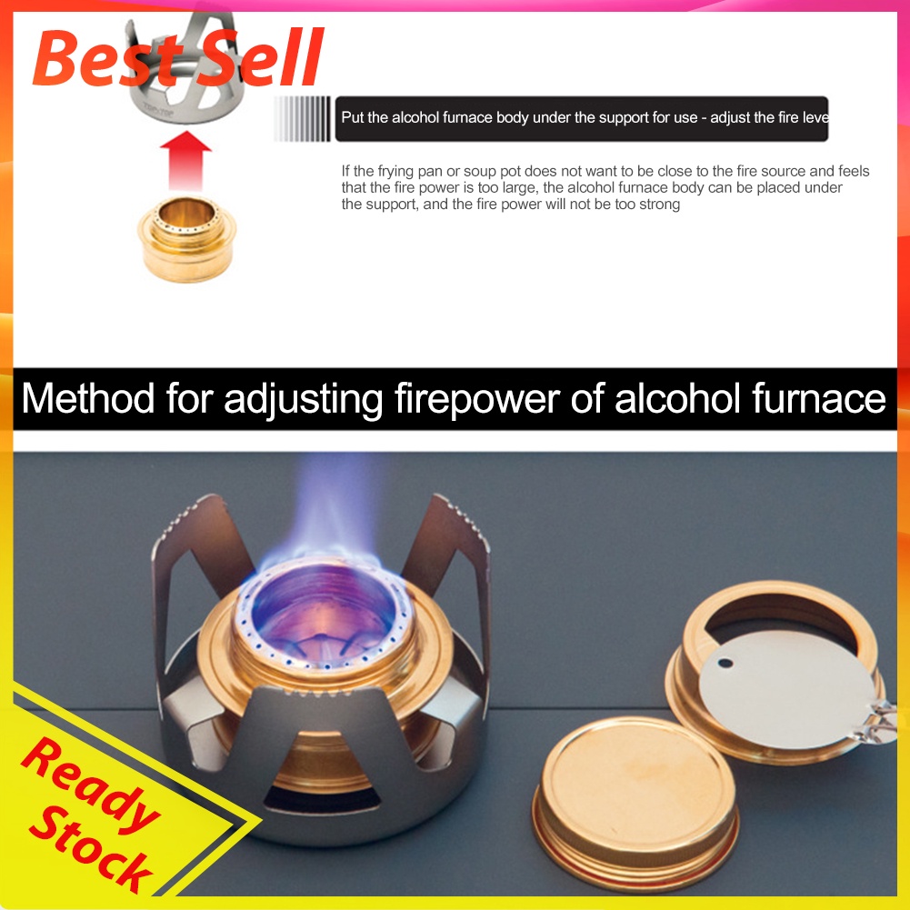 Portable Mini Alcohol Stove Burning w/ Stand Outdoor Camping Cook Furnace