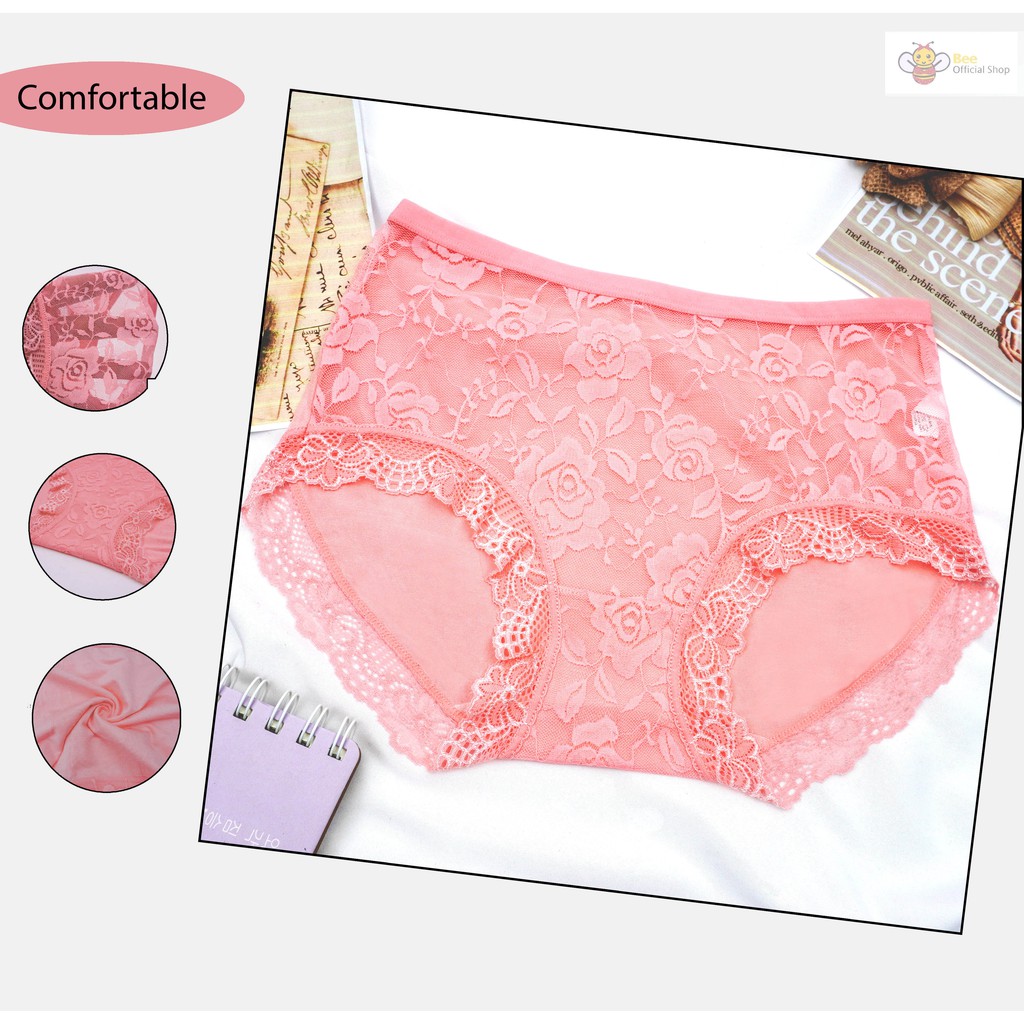 BEE - Celana Dalam Wanita Briefs Elastis Seamless Mid Waist Bahan Katun 7124