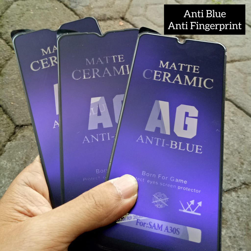 Tempered Glass Oppo A15 A15s A16 A5 A9 A31 2020 Ceramics Matte Anti Radiasi Blue Fingerprint