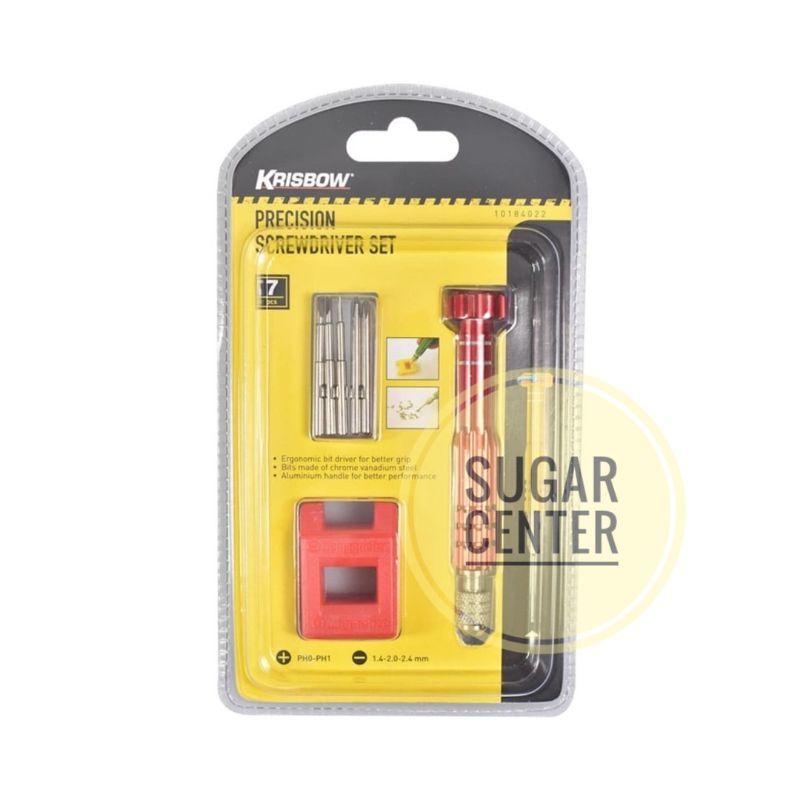 Krisbow Set Mata Obeng Magnet/Set Mata Obeng Presisi/Set Mata Obeng Gagang Alumunium