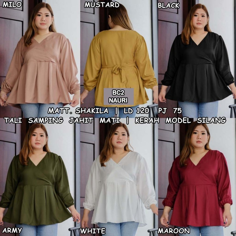 COD / BLOUSE JUMBO WANITA LD 120 / BC2 KEMEJA KERJA  BAJU ATASAN WANITA  / LENGAN PANJANG IMPORT KOR