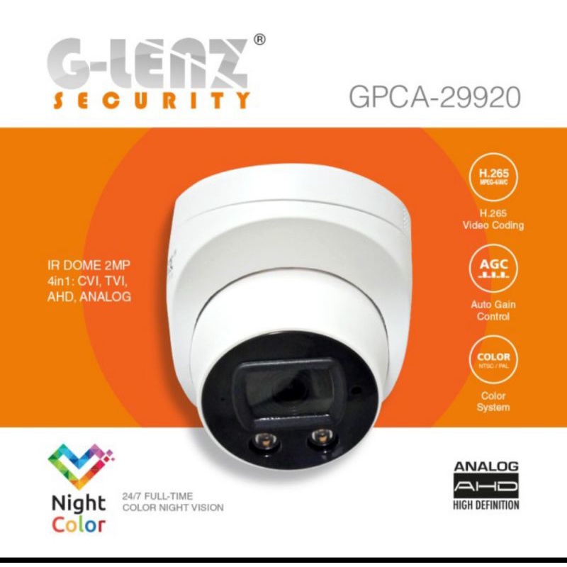 GLENZ CCTV ANALOG HD 2MP INDOOR NIGHT COLOR TECH CAMERA GPCA 29920