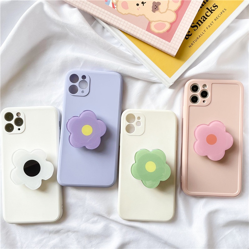 Pop socket stand hp / tab akrilik korean style model bunga warna warni pelangi