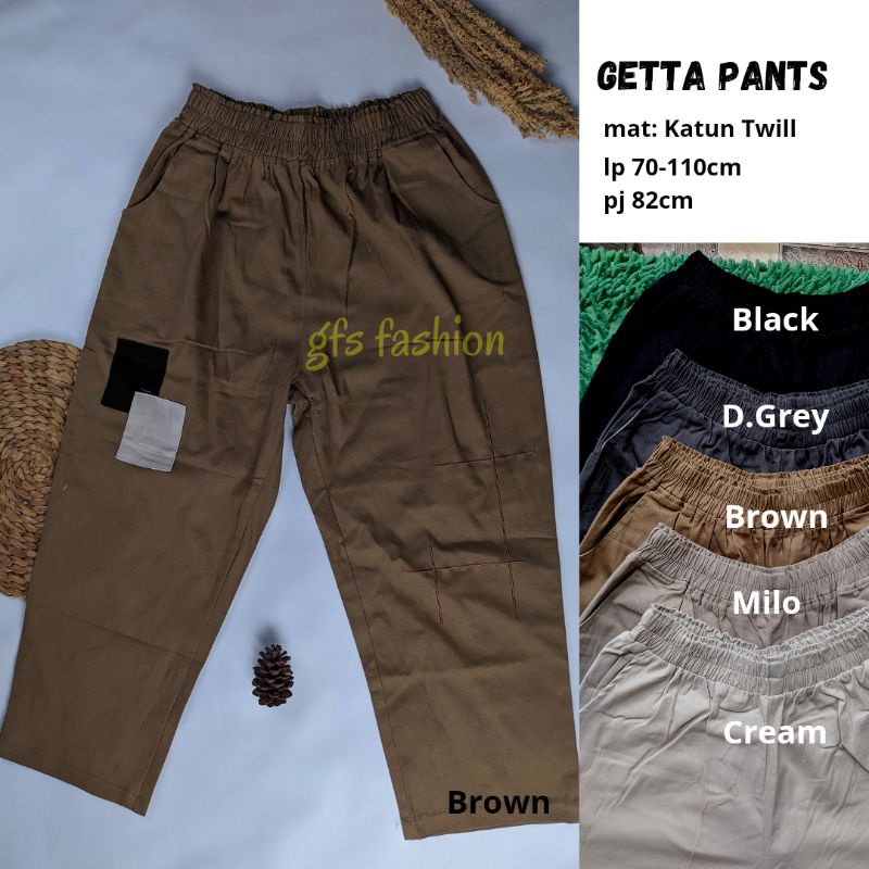 Getta Pants Celana Korea | Celana Panjang Wanita Jumbo katun Twill