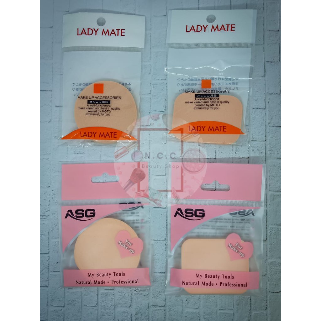 [MURAH] * NCC * Lady Mate ASG  Spon Basah - Spon Bedak Coklat (Segi atau Bulat) - Kualitas Bagus