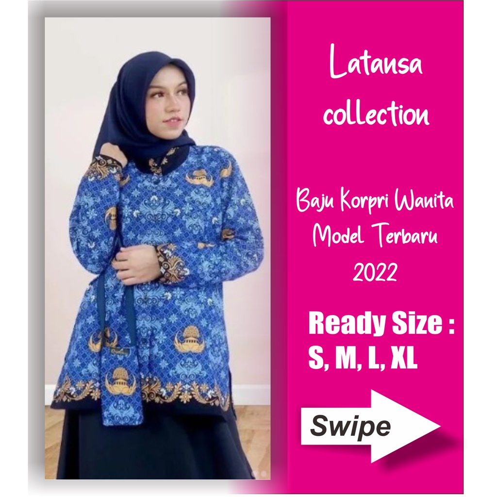 Baju Korpri Wanita 2022 | Seragam Blus Katun KORPRI PGRI dinas lengan panjang