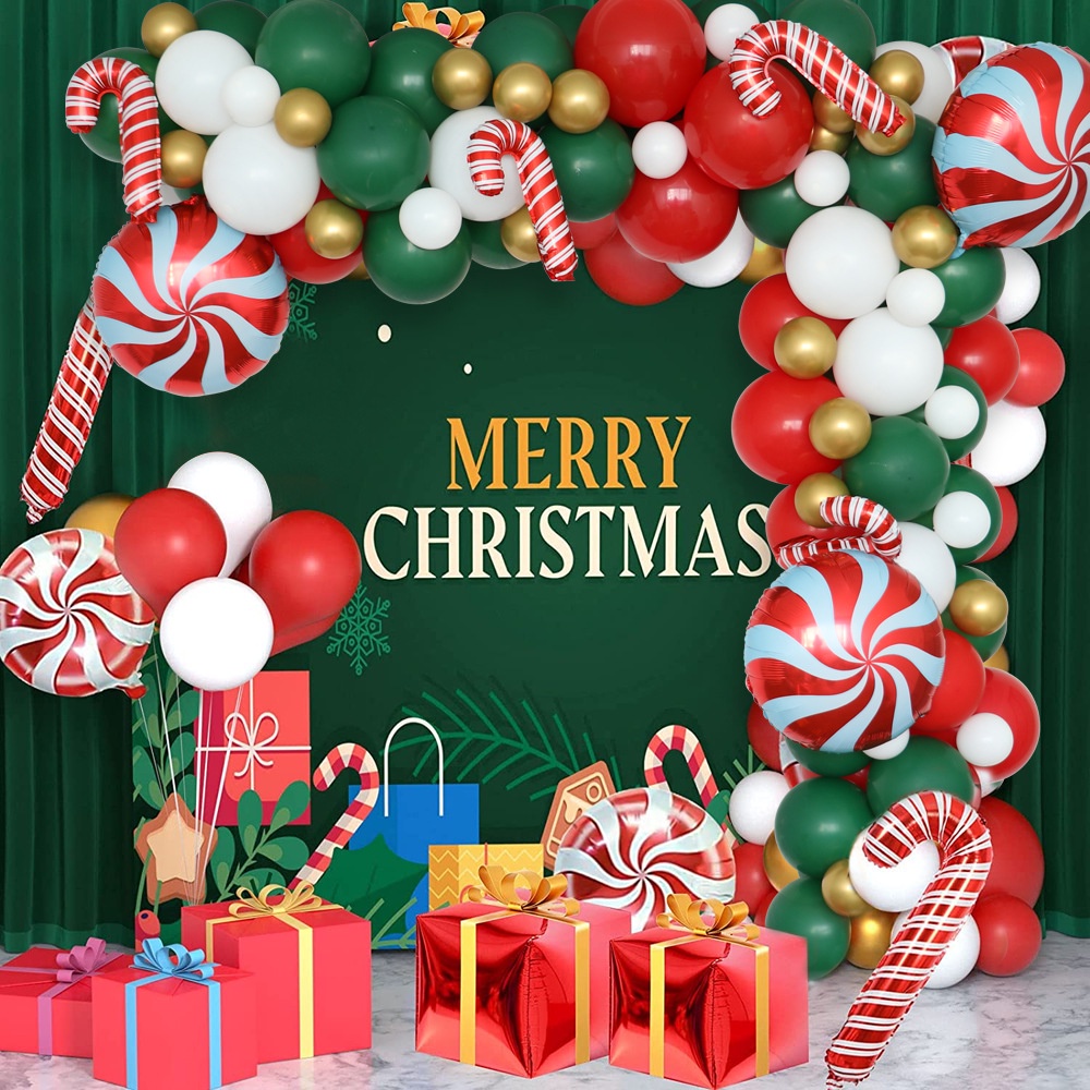 [ Christmas DIY Cane Balloons Decoration for Home Merry Christmas Party Shopping Mall Hotel Background ]