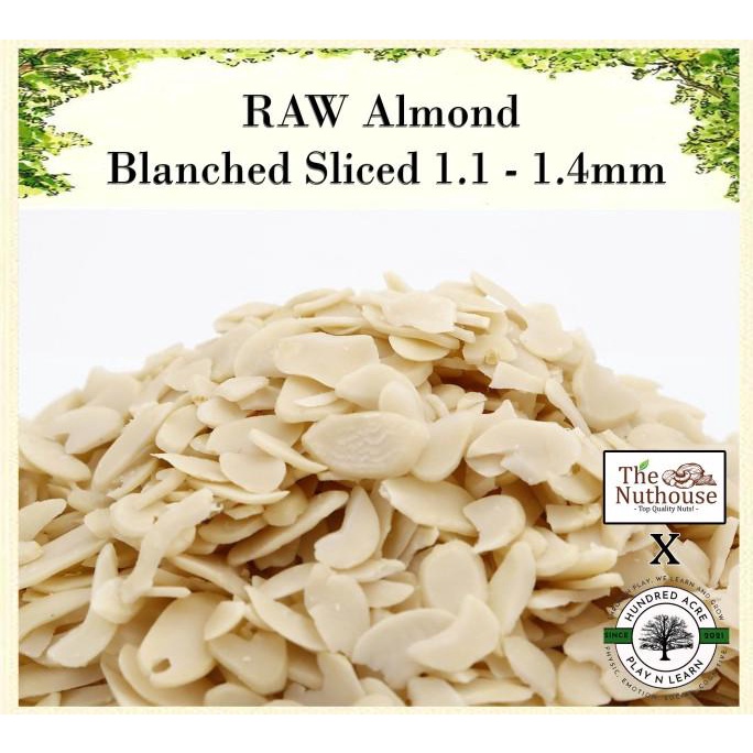 

Raw (Mentah) Almond Blanched Sliced 1.1 - 1.4mm 100gr 250gr 500gr 1kg