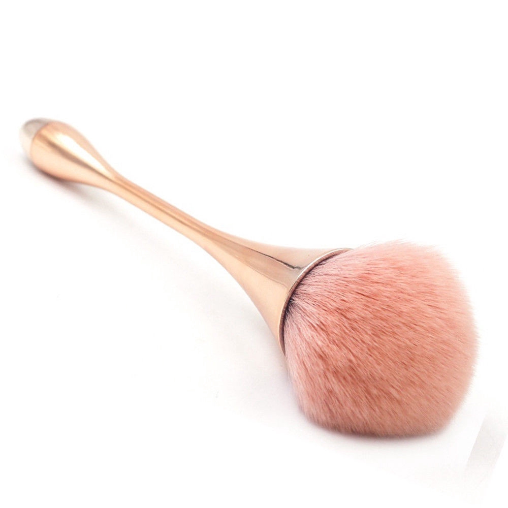 1pc Brush Makeup Dengan Pegangan Bentuk Gelas Wine Warna Rose Gold