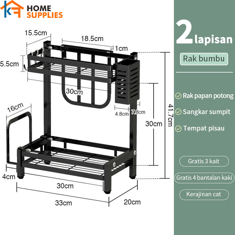 【KF】Rak Bumbu Dapur Tempat Bumbu Rak Penyimpanan Bumbu Dapur Penyelenggara Rak Susun  2/3 Tier Rak Botol Rempa