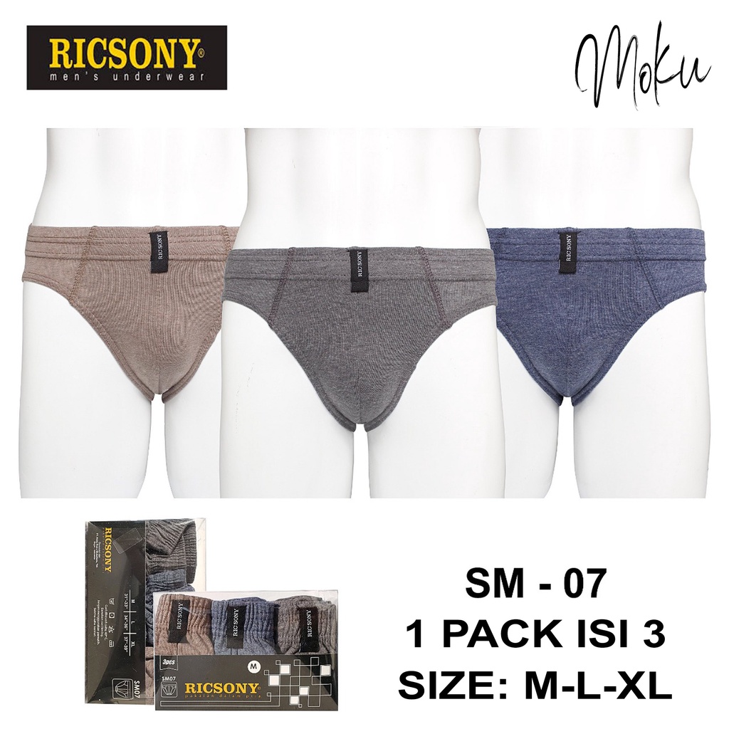 1 BOX RICSONY SM-07 Isi 3PCS - 1 Pack Celana Dalam Pria Ricsony SM-07 Isi 3pcs - Men Briefs Ricsony