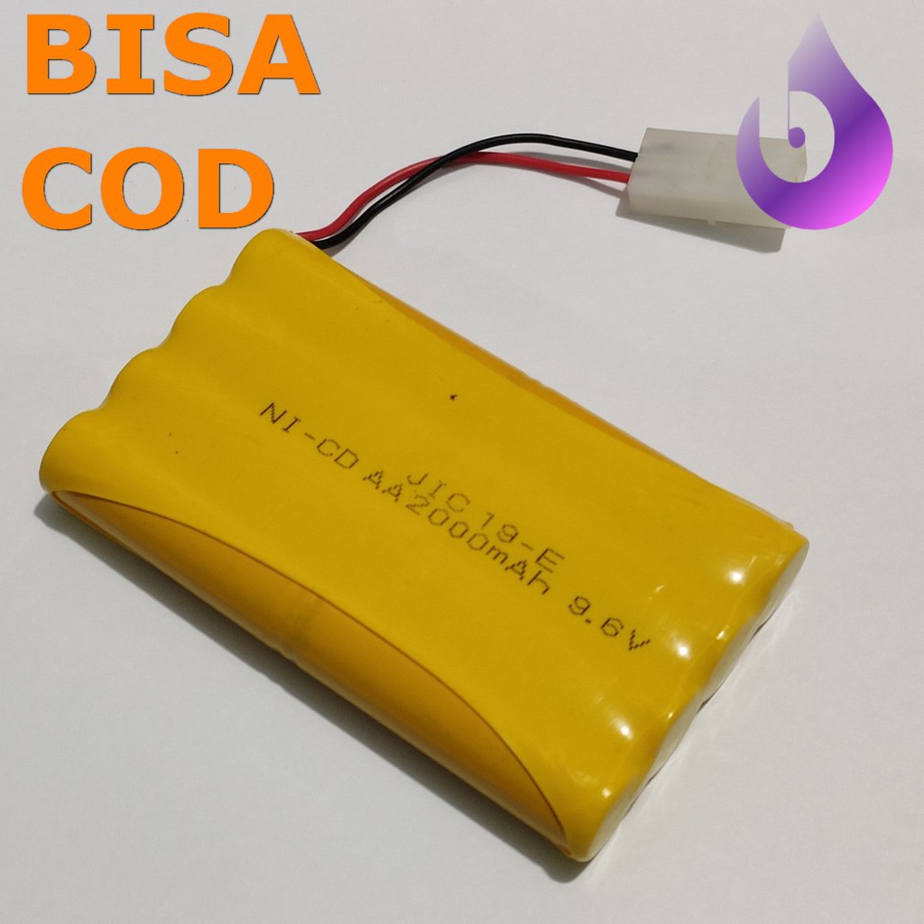 Baterai NiCd RC AA 2000mAh 9.6V Model 2 Socket Putih isi 8