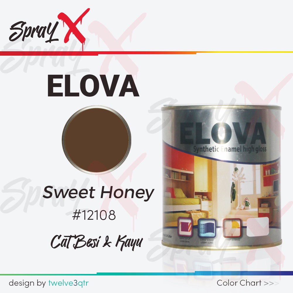 ELOVA CAT MINYAK SWEET HONEY 12108 / COKLAT KAYU #12108 0.9L - CAT KAYU DAN BESI