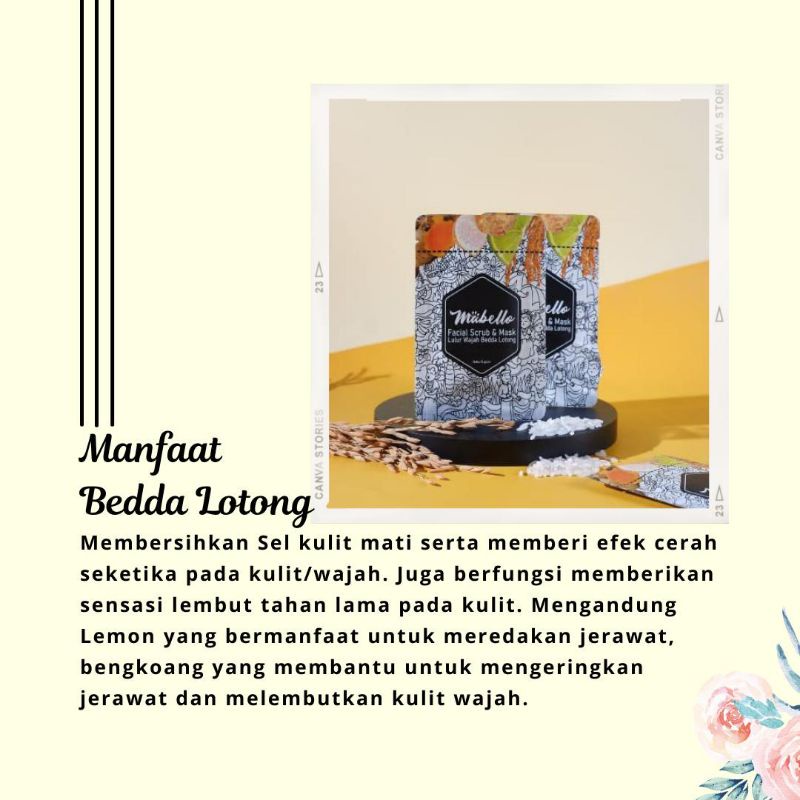 Perawatan Wajah Pria Mabello Bedda Lotong Sabun Beras Masker Wajah Lulur Badan Pemutih Badan Dan Wajah Permanen BPOM M15