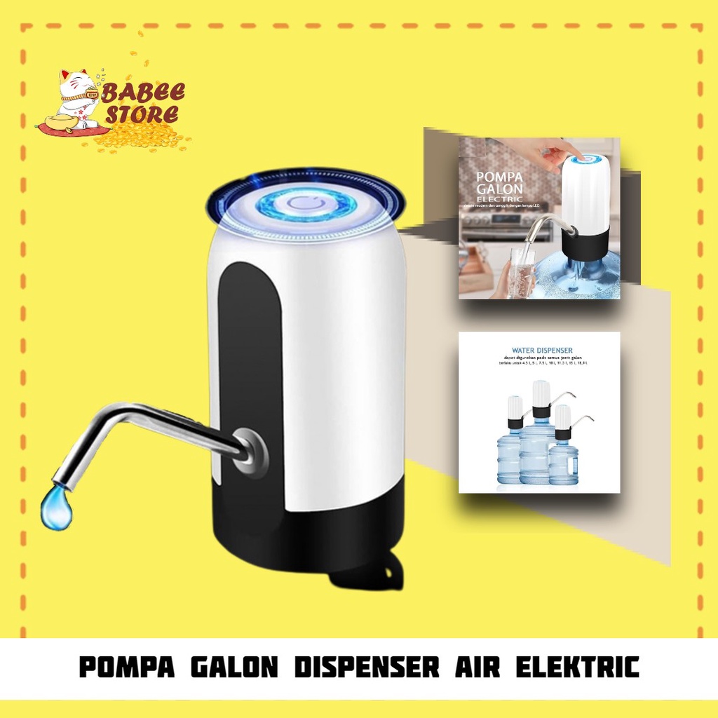 BABEE POMPA GALON DISPENSER AIR ELEKTRIC DENGAN LAMPU LED PORTABLE USB / POMPA AIR GALON ELEKTRIK