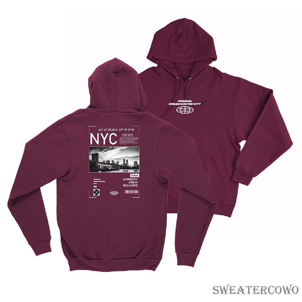 Sweaterpolos Hoodie Jumper NYC ( Sablon ) Unisex Pria &amp; Wanita